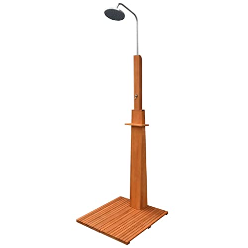 vidaXL Gartendusche Eukalyptus Holz Stahl Außendusche Pooldusche Campingdusche
