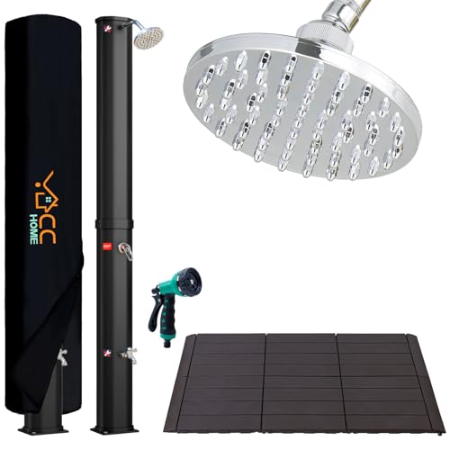 CCLIFE Solardusche mit Kunststoffboden und Handbrause 35L Solar Gartendusche Pooldusche Regendusche Außendusche Garten...