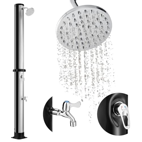 Juskys Solardusche Victoria 40 Liter - bis 60°C - mit schwenkbarem Duschkopf, Fußdusche & Gartenschlauch Anschluss...