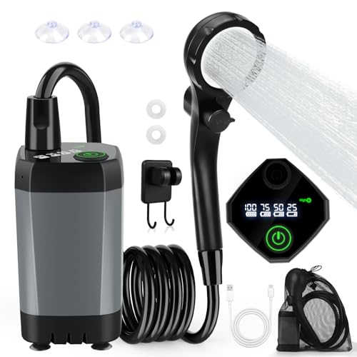 HOTOIQ Campingdusche Tragbare,Camping Dusche mit mit Pumpe,Elektrische Außendusche,Campingdusche Outdoor Set für...