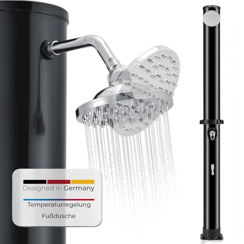 Juskys Solardusche Victoria 35 Liter - 217 cm - bis 60°C - mit schwenkbarem Duschkopf, Fußdusche & Gartenschlauch...