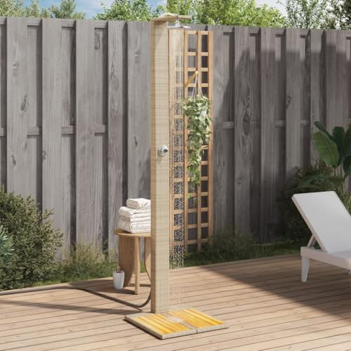 Festnight Gartendusche mit Bodenplatte Holz Aussendusche Garten Outdoor Dusche Garten Pool Pooldusche 50x55x224 cm...