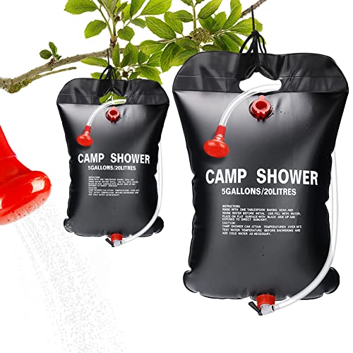 Punvot Campingdusche 2 Stück, Solardusche Camping 20L Solar Dusche Tasche Set Mobile Camping Dusche Tasche mit...