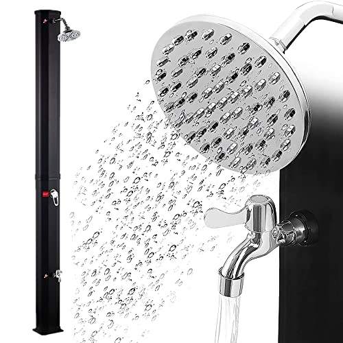 Zelsius Solardusche Mackay mit Wasserhahn, Fußdusche | Schwarz | Gartendusche 35 Liter, kalt und warm, max. 60°C,...