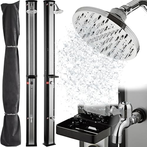 holz4home Solardusche Gartendusche I 40L Fassungsvermögen I Aussendusche mit Warmwasser bis 60°C I Outdoordusche für...