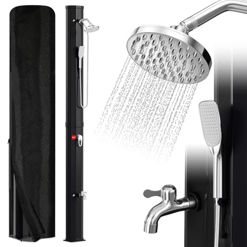 Eulenke Solardusche 40L Solar Gartendusche mit 360°Regenduschkopf, Wasserhahn und handbrause, Warmes Wasser Max. 60℃,...
